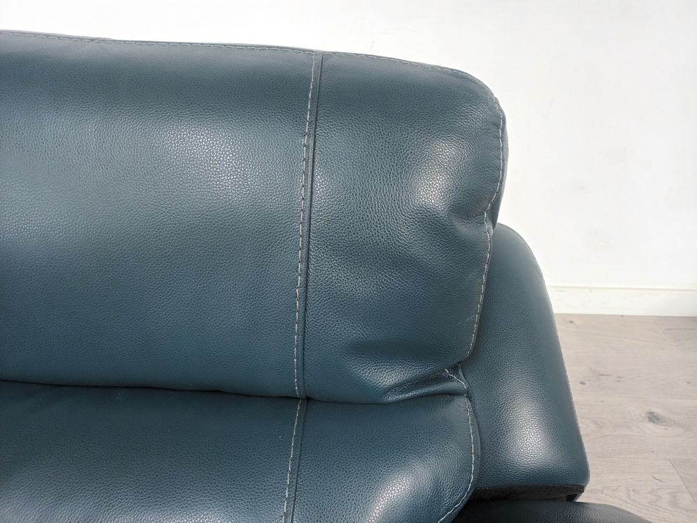 Oak Furniture Land Grade B Austin Blue Leather 3 Seater Electric Recliner Sofa RRP £1900