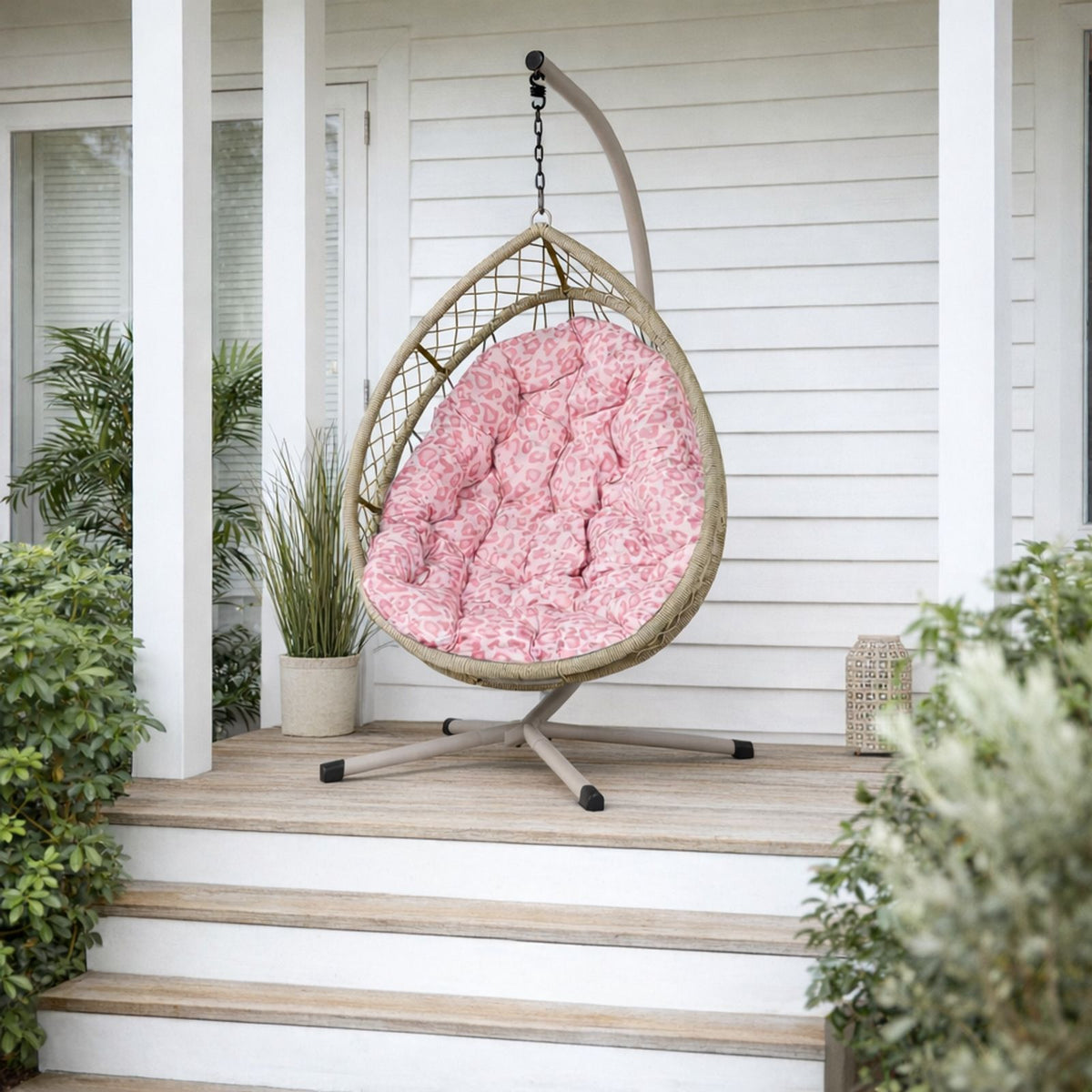 QVC-NEW-00096 Grade-A QVC Garden Stories Hanging Egg Chair Cushion in Pink RRP £54.80