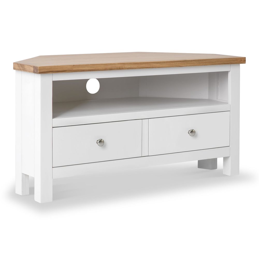 ROS-OUT-00020 Grade-C1 Roseland Furniture Farrow Cream Corner Tv Stand RRP £169.95