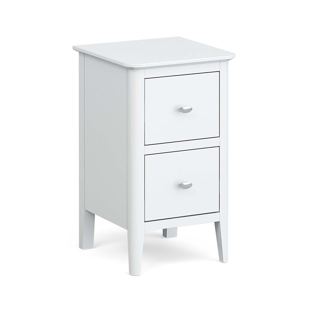 ROS-OUT-00531 Grade-C1 Roseland Furniture Chester White Narrow 2 Drawer Bedside Cabinet RRP £109.95