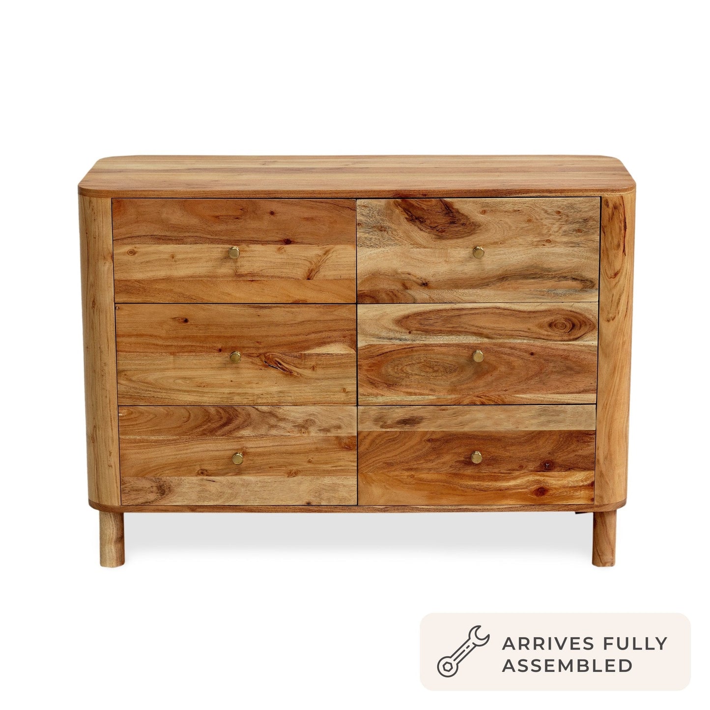 DUS-AUC-03777 Grade-C1 Dusk Avery Acacia Wood 6 Drawer Chest - Natural RRP £449.00