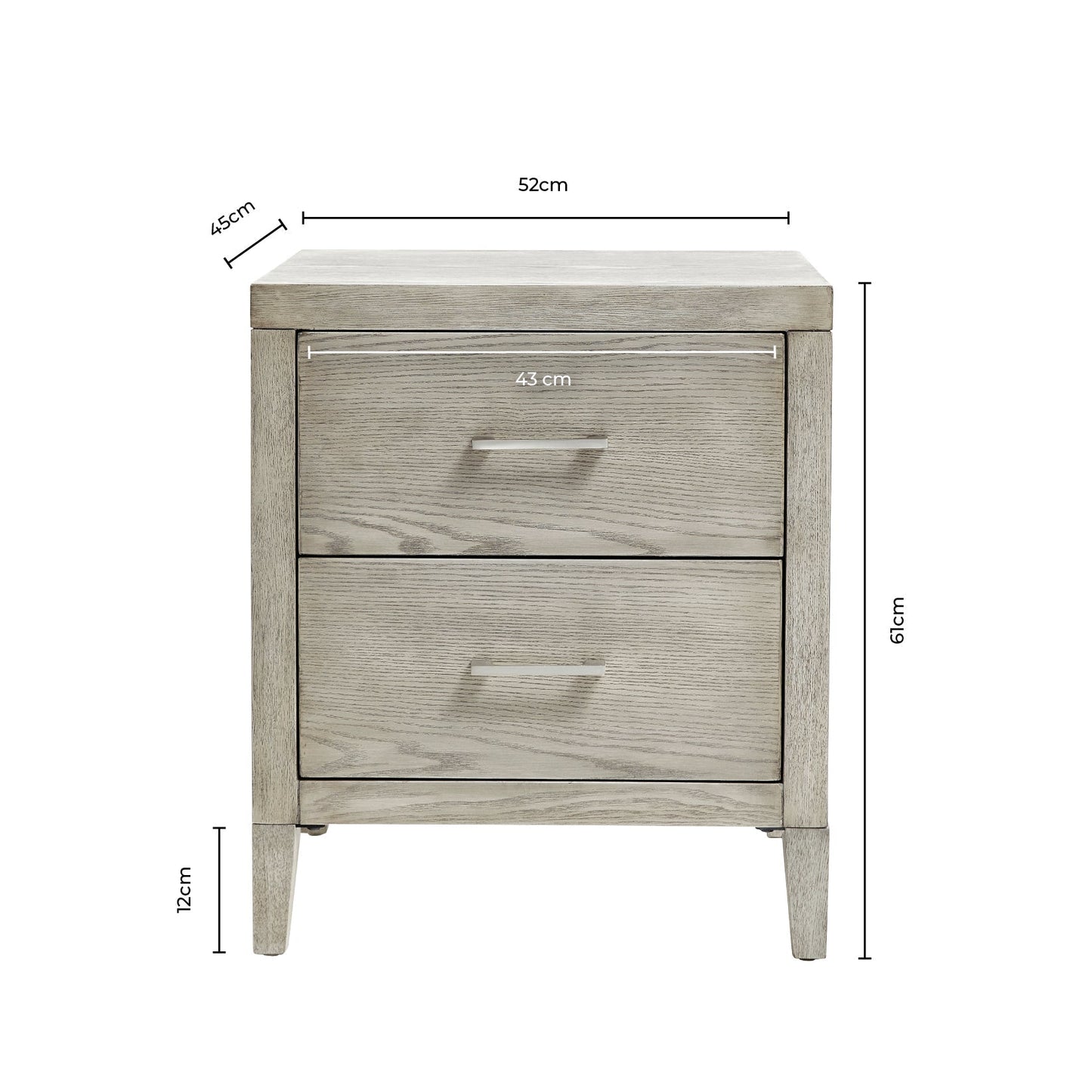 DUS-CC2-00609 Grade-C2 Dusk Blair 2 Drawer Bedside Table - Ash RRP £94.00