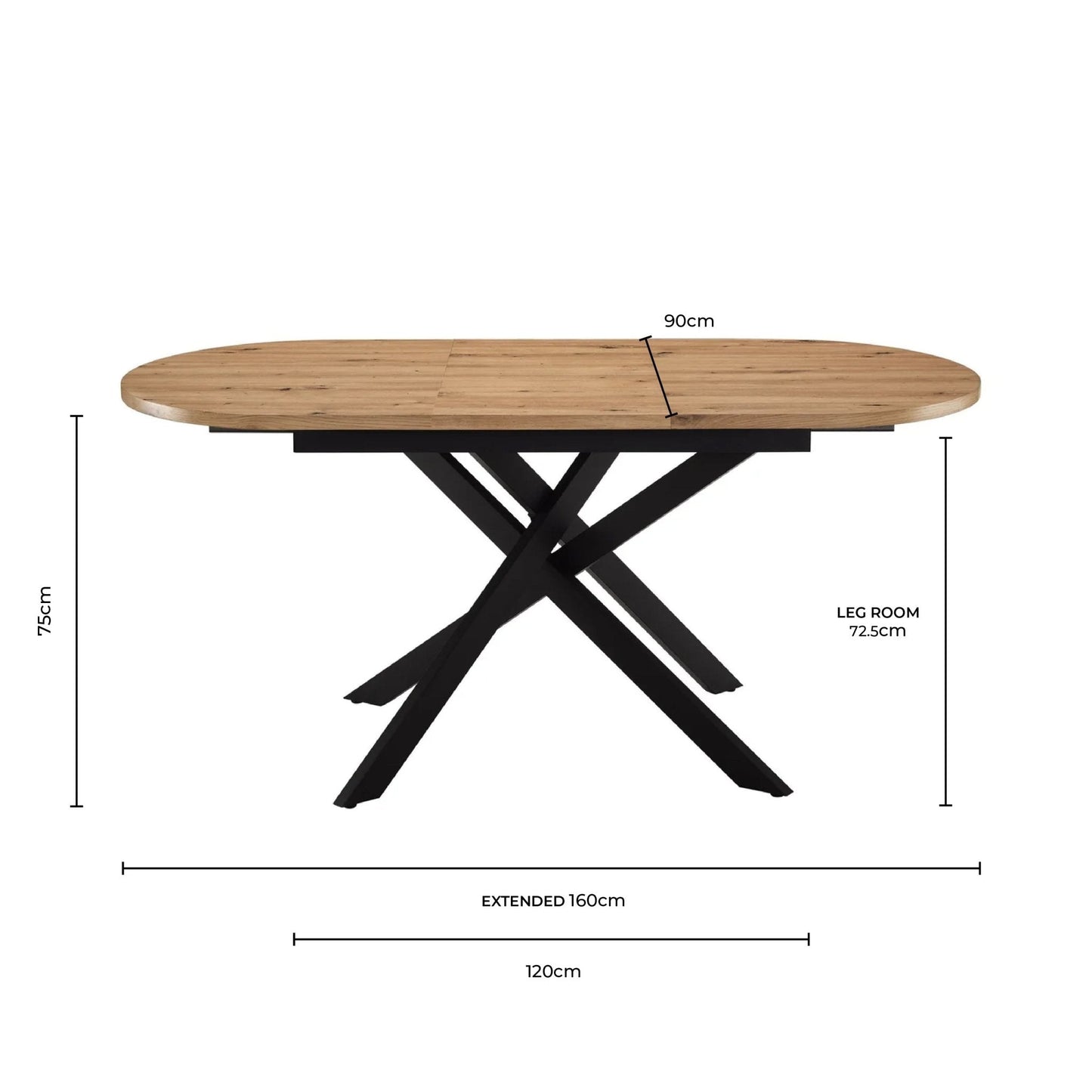 DUS-CC2-05189 Grade-B Dusk Brooke Oval Extendable 4-8 Seater Dining Table - Stone/Black RRP £269.00