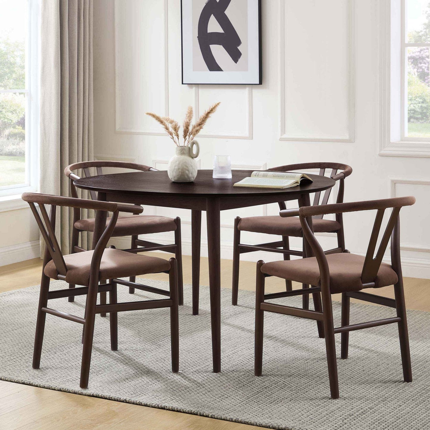 DUS-AUC-03698 Grade-C1 Dusk Heidi 4-6 Seater Round Dining Table - Walnut RRP £399.00
