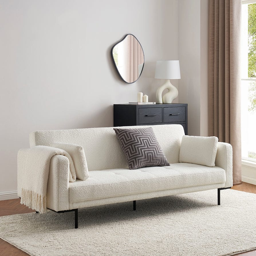 DUS-AUC-03475 Grade-C1 Dusk Hudson Bouclé Click Clack Sofa Bed Off White RRP £339.00