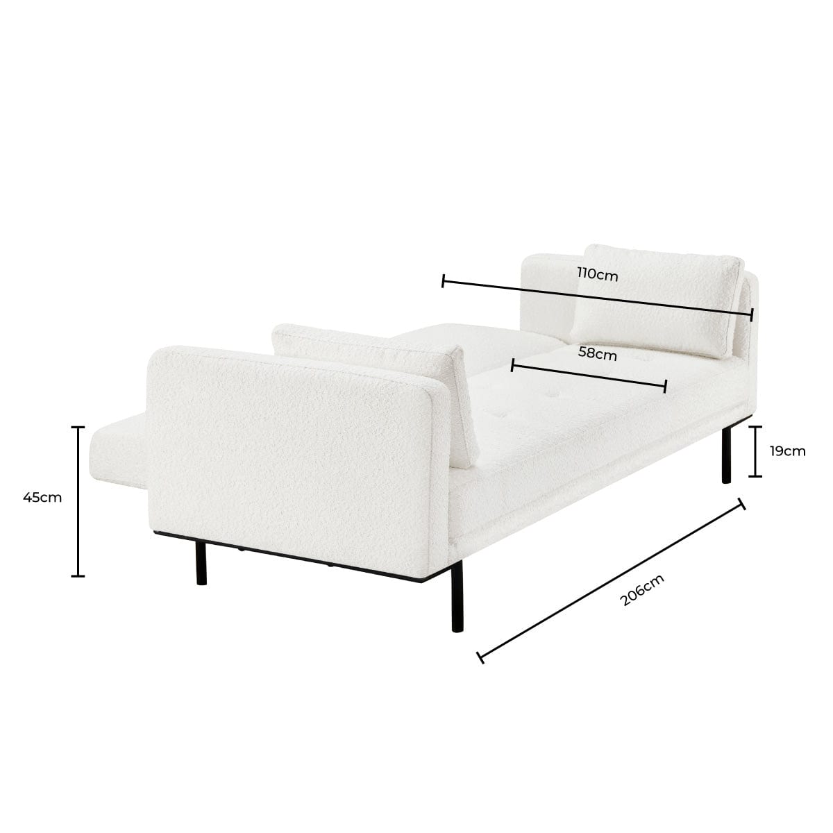 DUS-CC2-01362 Grade-C3 Dusk Hudson Bouclé Click Clack Sofa Bed Off White RRP £339.00