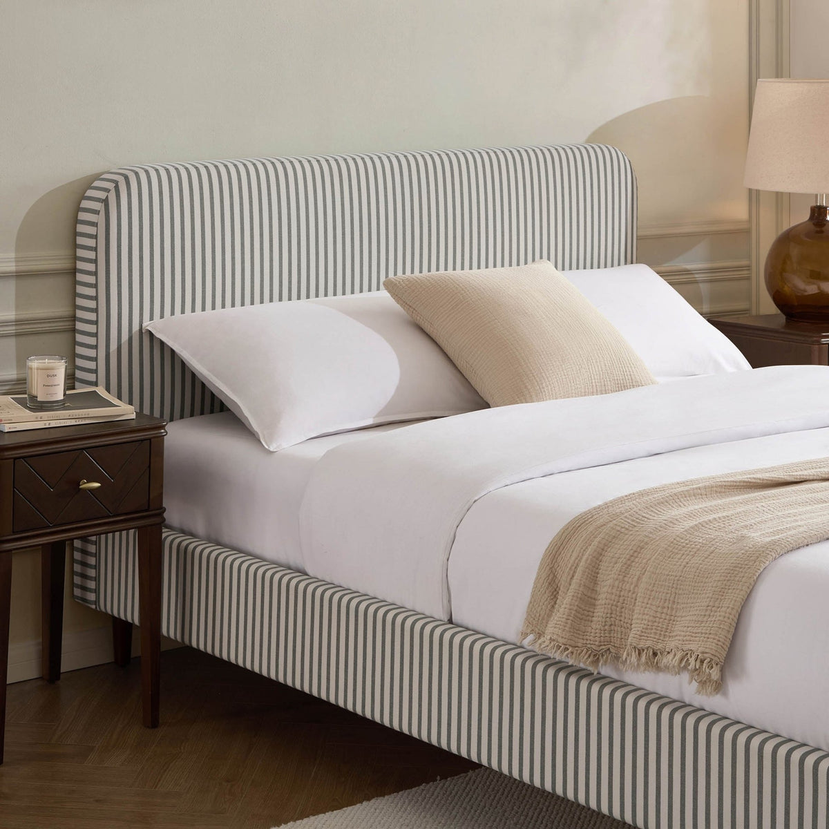 DUS-CC2-06447 Grade-B Dusk Ascot Bed Frame - Sage Stripe - Single RRP £199.00