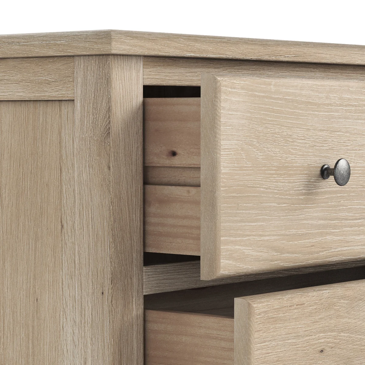 Roseland Furniture Celine Washed Oak 3 Drawer Chest of Drawers RRP £270