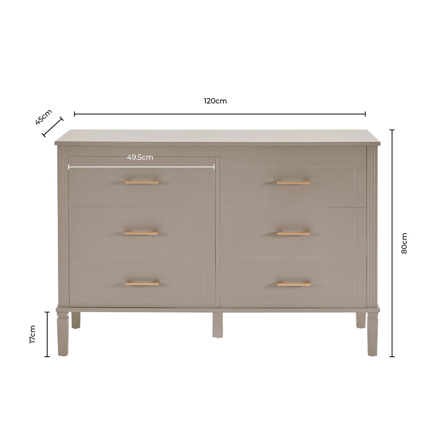 DUS-CC2-05352 Grade-B Dusk Sienna 6 Drawer Chest - Taupe RRP £259.00