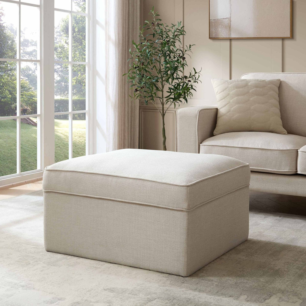 DUS-CC2-07221 Grade-B Dusk Soho Ottoman Storage Pouffe - Beige RRP £199.00
