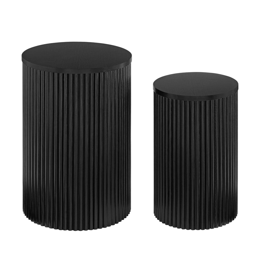 DUS-CC2-06508 Grade-B Dusk Hattie Round Pedestal Nesting Tables - Black RRP £179.00