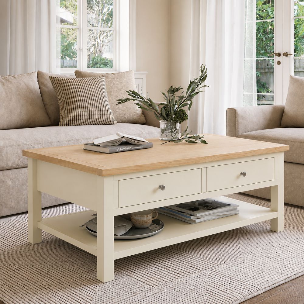 Roseland Furniture Grade B Farro Cream and Oak XL Coffee Table RRP £320