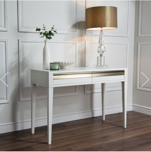 RV Astley Grade A Rhona White and Brass 2 Drawer Dressing Table RRP £826