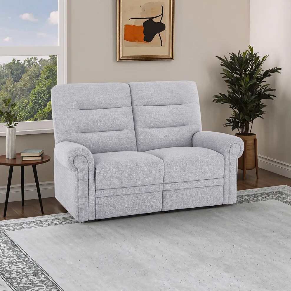  Oak Furnitureland Grade B Eastbourne Keswick Dove Fabric 2 Seater Sofa RRP £1180