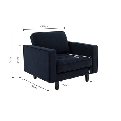 Dusk Sloane Grade B Midnight Navy Velvet Loveseat RRP £299