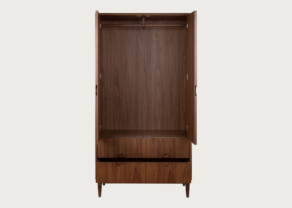 Heals Amira Grade B Solid Walnut 2 Door Double Wardrobe RRP £2499