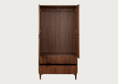 Heals Amira Grade B Solid Walnut 2 Door Double Wardrobe RRP £2499
