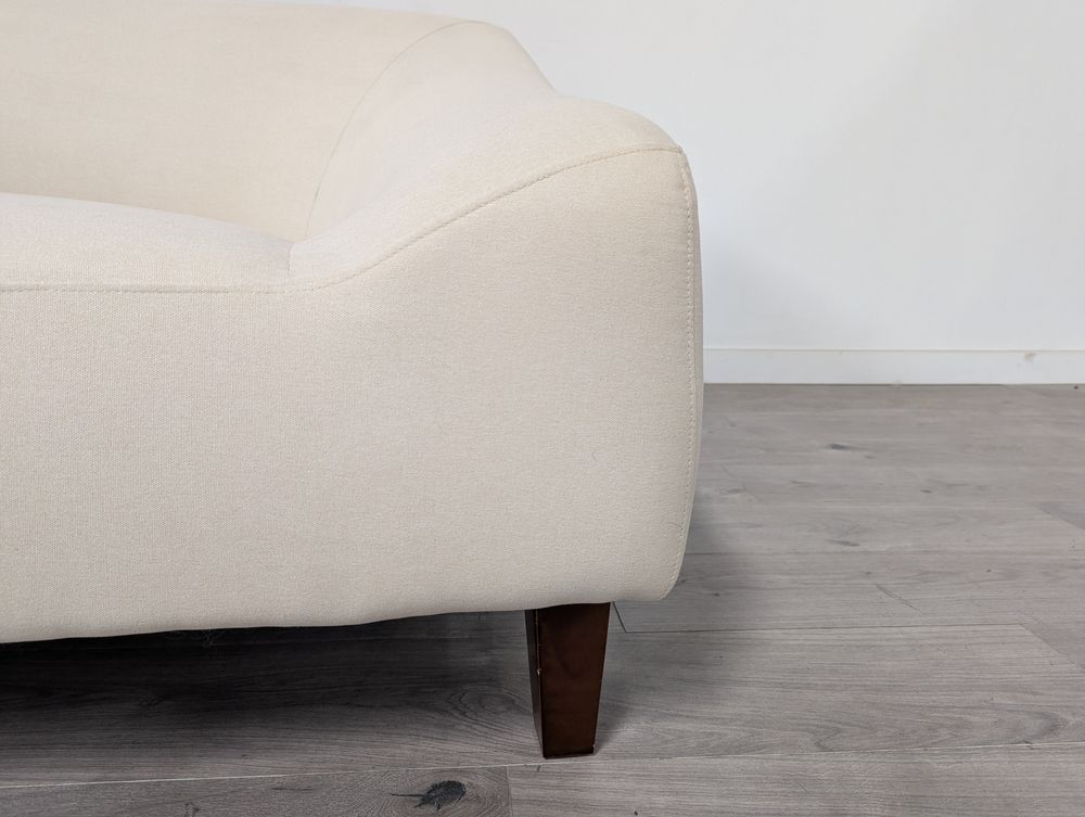  Curved Grade B Cream Linen 3 Seater Tub-Style Sofa RRP £750
