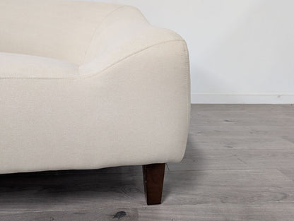  Curved Grade B Cream Linen 3 Seater Tub-Style Sofa RRP £750