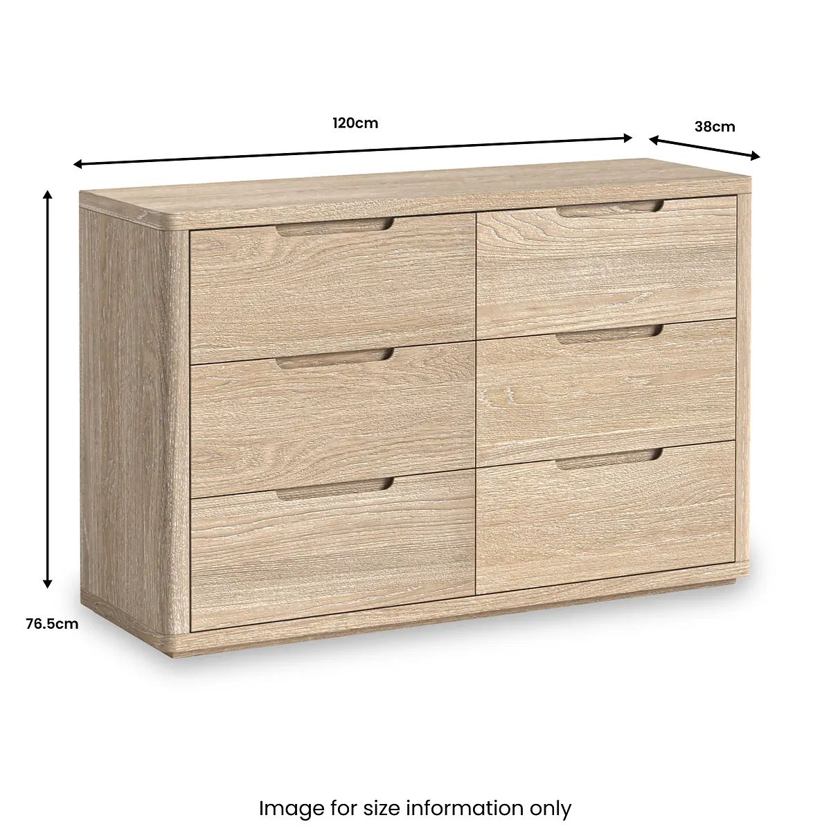 Roseland Grade B Furniture Mylor Washed Oak 6 Drawer Chest of Drawers RRP £555