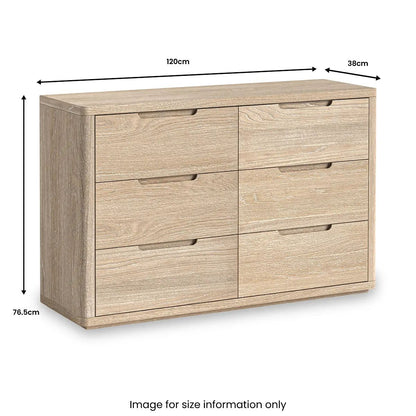 Roseland Grade B Furniture Mylor Washed Oak 6 Drawer Chest of Drawers RRP £555
