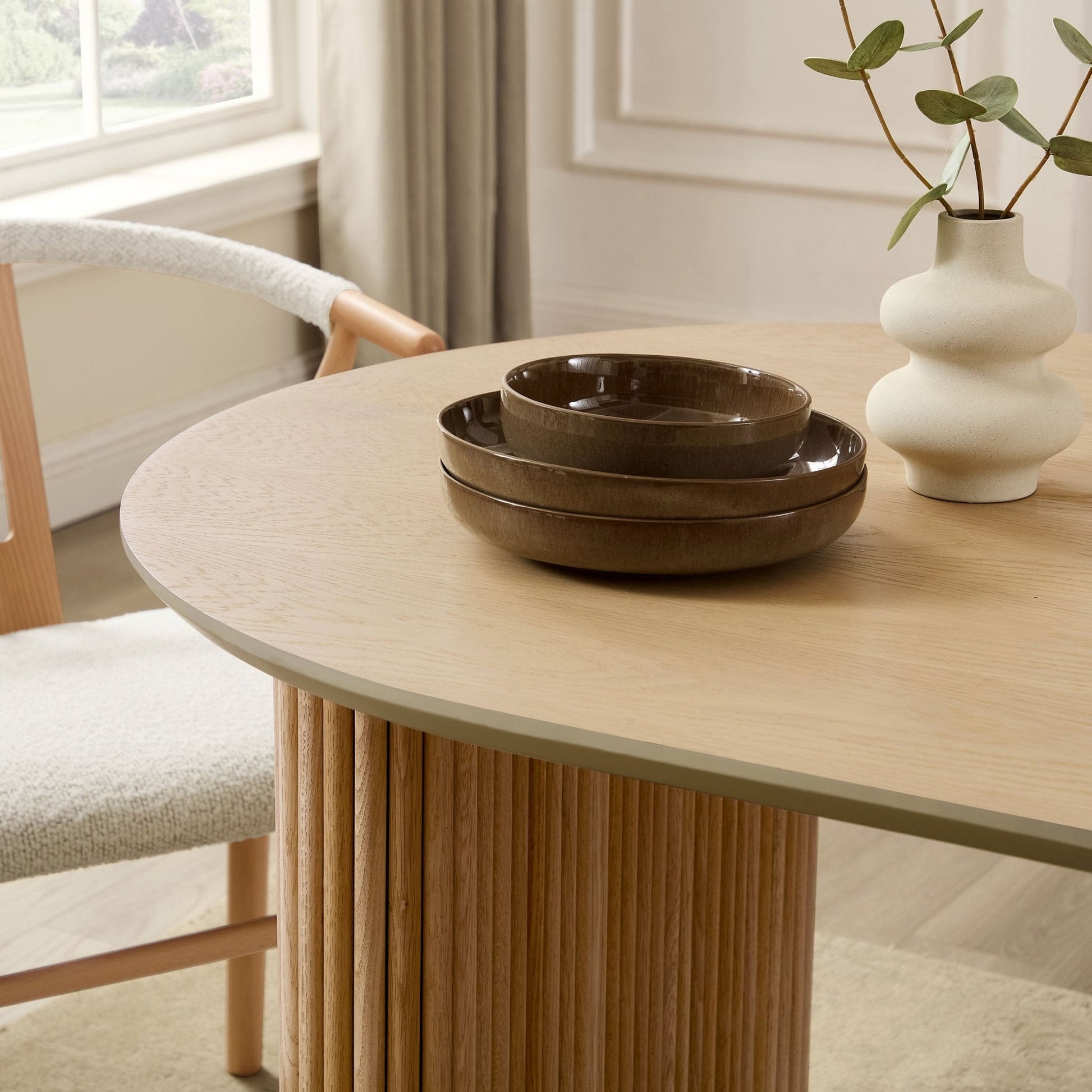 Dusk Grade B Hattie Natural Panel Oval 4-6 Seater Dining Table RRP £429