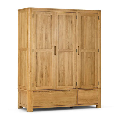  Oak Furnitureland Grade B Romsey Natural Solid Oak Triple Wardrobe RRP £1700