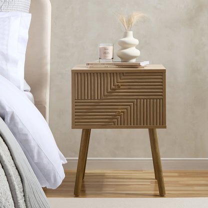 DUS-CC2-08391 Grade-B Dusk Dora 2 Drawer Nightstand - Light Wood RRP £109.00