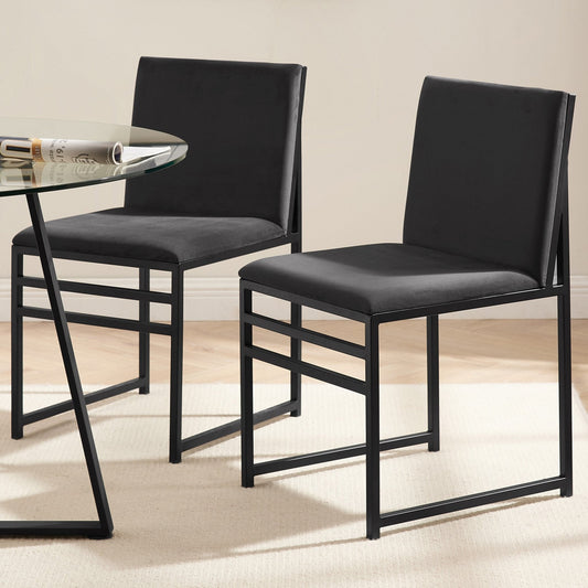 Dusk Rae Set Of 2 Dining Chairs - Velvet - Charcoal (ref DUS-APM-20631) RRP £249