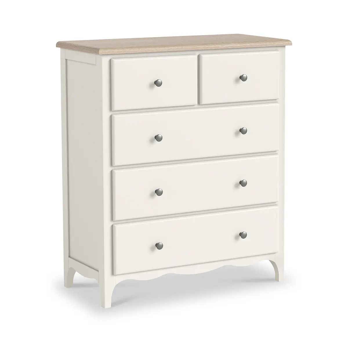 Roseland Grade B Furniture Celine Coconut White & Oak 2 Over 3 Chest of Drawers RRP £400
