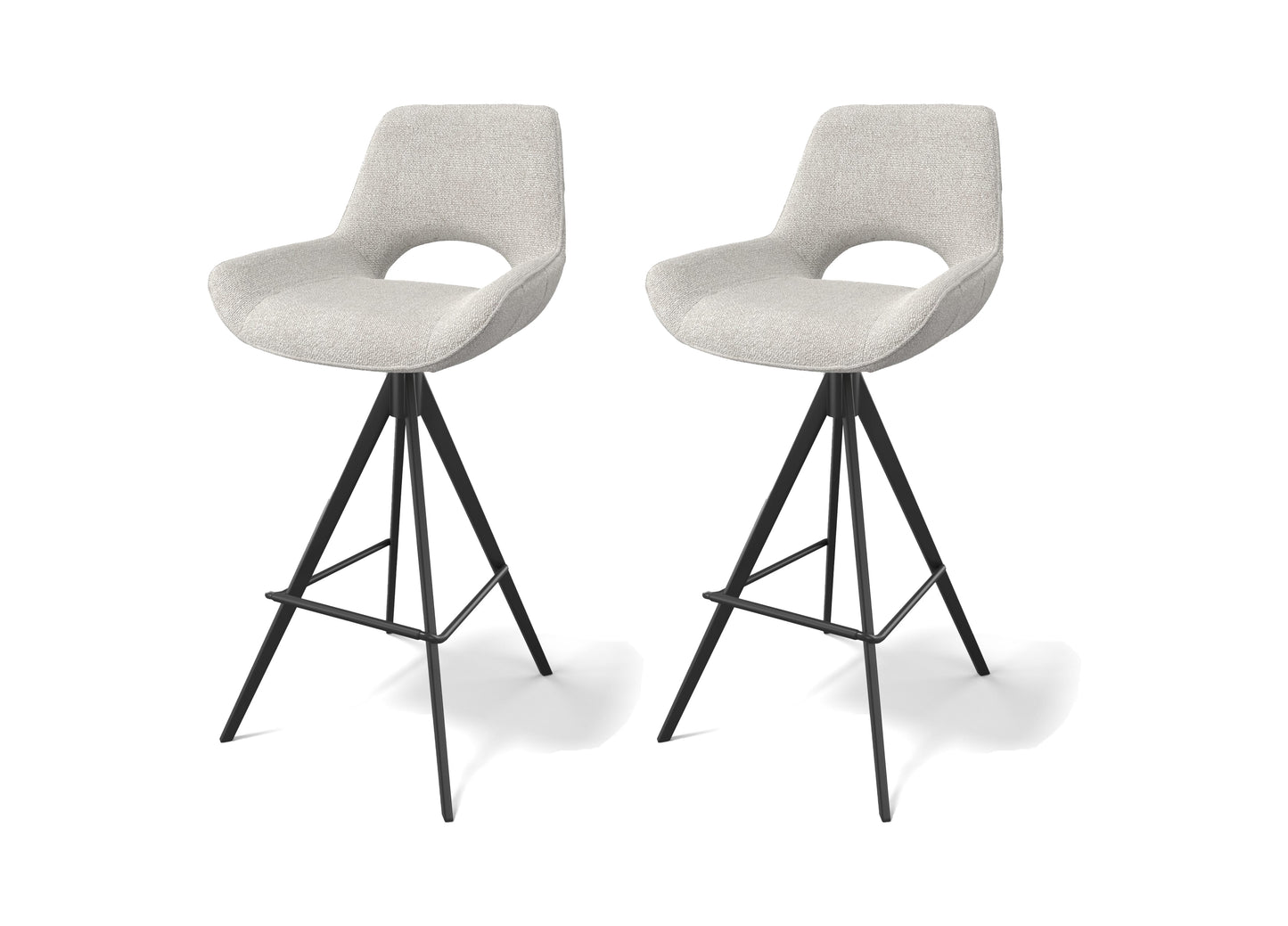 CCG-STO-00764 Grade-C0 In Haus Modulax Matera Mikah Perlino Fabric Set of 2 Swivel Bar Chairs - 102cm RRP £650.00