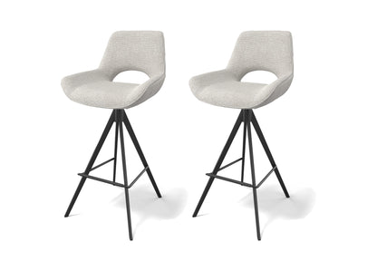CCG-STO-00764 Grade-C0 In Haus Modulax Matera Mikah Perlino Fabric Set of 2 Swivel Bar Chairs - 102cm RRP £650.00