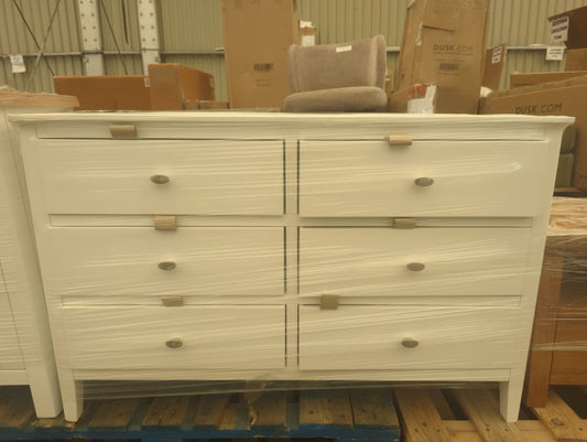 ROS-OUT-00189 Grade-C1 Roseland Furniture Chester White 6 Drawer Chest of Drawers RRP £439.95