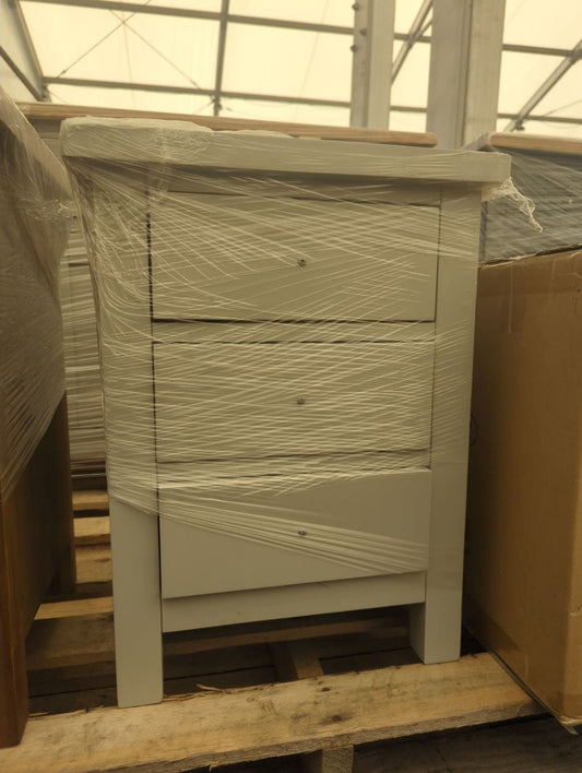 ROS-OUT-00190 Grade-C0 Roseland Furniture Cornish Dove Grey 3 Drawer Bedside RRP £109.95