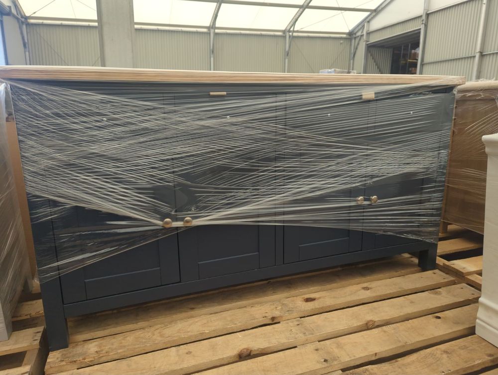 ROS-OUT-00048 Grade-C0 Roseland Furniture Farrow Navy Extra Large Sideboard RRP £399.95