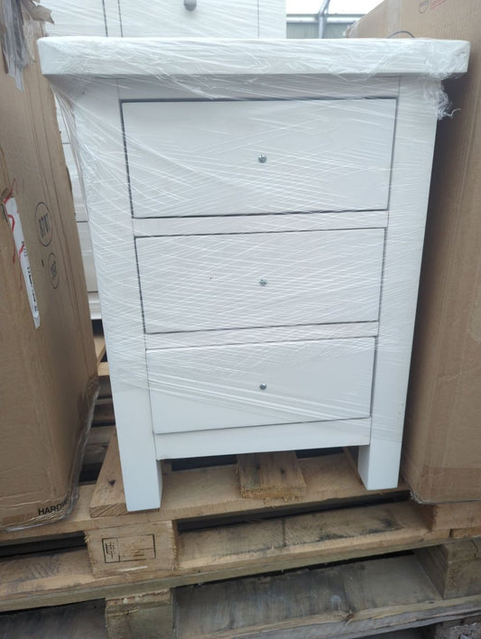 ROS-OUT-00188 Grade-C1 Roseland Furniture Cornish 3 Drawer Bedside Table RRP £109.95