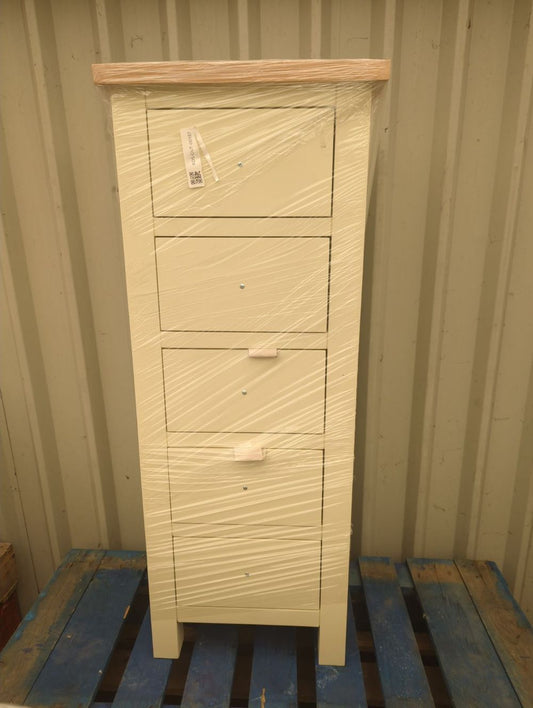 ROS-OUT-00187 Grade-C1 Roseland Furniture Farro Cream Tallboy Chest RRP £234.95