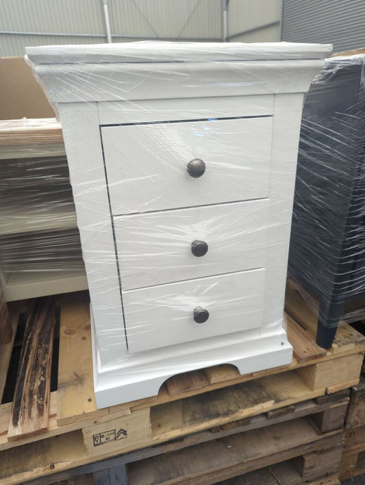 ROS-OUT-00153 Grade-C1 Roseland Furniture Colette 3 Drawer Bedside Table RRP £139.95