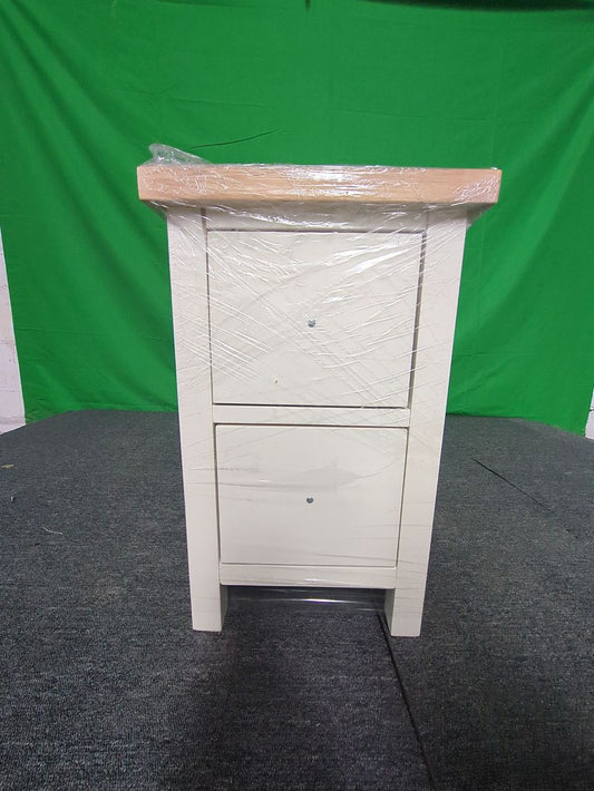 ROS-OUT-00502 Grade-C1 Roseland Furniture Farro Coconut White & Oak Slim Bedside Table RRP £94.95