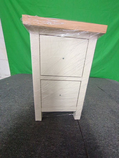 ROS-OUT-00527 Grade-C1 Roseland Furniture Farro Coconut White & Oak Slim Bedside Table RRP £94.95