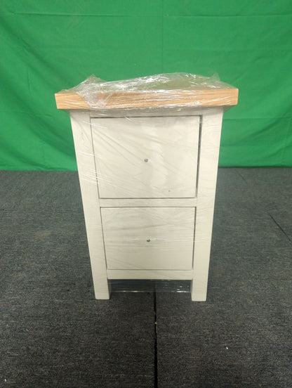 ROS-OUT-00539 Grade-C1 Roseland Furniture Farro Coconut White & Oak Slim Bedside Table RRP £94.95