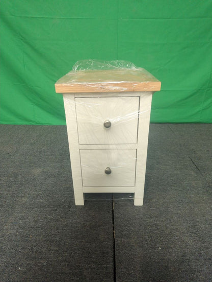 ROS-OUT-00528 Grade-C1 Roseland Furniture Farro Coconut White & Oak Slim Bedside Table RRP £94.95