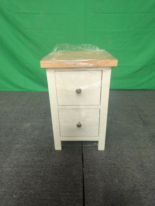 ROS-OUT-00528 Grade-C1 Roseland Furniture Farro Coconut White & Oak Slim Bedside Table RRP £94.95