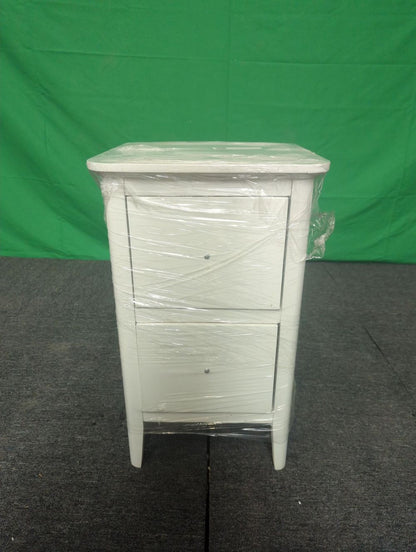 ROS-OUT-00531 Grade-C1 Roseland Furniture Chester White Narrow 2 Drawer Bedside Cabinet RRP £109.95