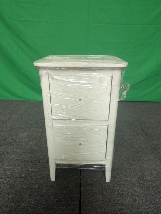 ROS-OUT-00531 Grade-C1 Roseland Furniture Chester White Narrow 2 Drawer Bedside Cabinet RRP £109.95