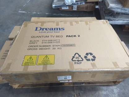 DRE-BED-00130 Grade-C1 Dreams Quantum Upholstered Ottoman TV Bed Frame Small Double Grey RRP £1699.00