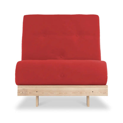 ROS-OUT-00711 Grade-B Roseland Furniture Maggie Red Cotton & Pine Single Futon Sofa Bed RRP £155.00