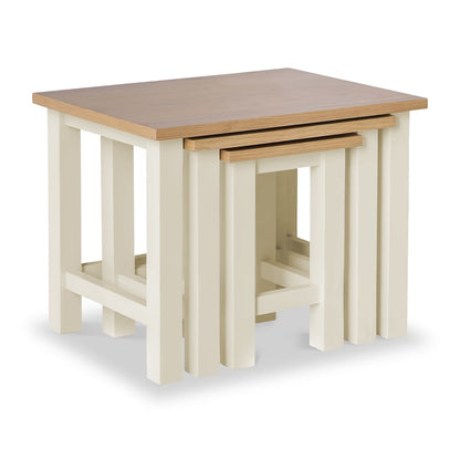 Roseland Grade B Furniture Farro Cream & Oak Nest of Tables RRP £115