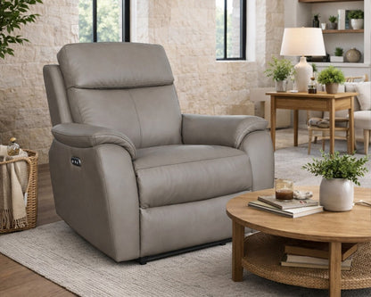 Aspire Kingsmere Grade B Elephant Grey Leather Power Recliner Chair RRP £599