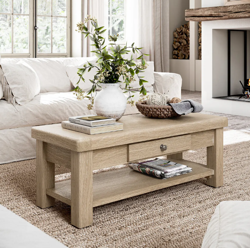 Roseland Grade B Furniture Portland Washed Oak Coffee Table RRP £270